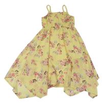 Žlto-ružové kvetované šifónové dlhé šaty Dopodopo