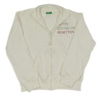 Bílá propínací mikina s nápisem a stojáčkem Benetton