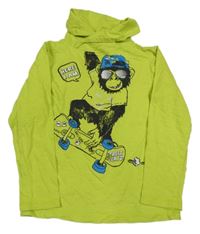 Křiklavě zelené triko s gorilou a komínovým límcem Dopodopo