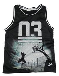 Čierne tielko s basketbalistou a sieťovinou H&M