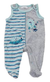 Šedo-modro-pruhované sametové dupačky a raketou Ergee