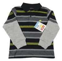 Nové - Černo-šedo-zelené pruhované polo triko Wrangler