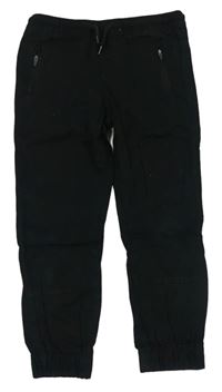 Čierne plátenné cuff nohavice