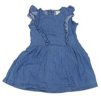 Modré rifľové šaty s volánikmi C&A