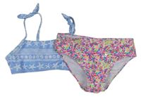 Modro-farebné dvoudílné plavky s mušličkami Primark