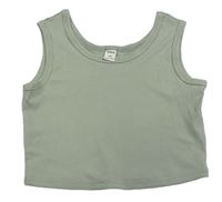 Zelenošedý rebrovaný crop top Shein