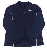 Tmavomodrá funkční sportovní propínací mikina s logem UNDER ARMOUR