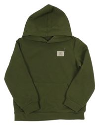 Khaki vzorovaná mikina s nápisom a kapucňou Shein