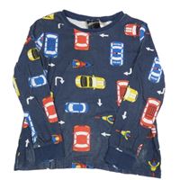 Tmavomodré tričko s autami H&M