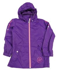 Fialová šusťáková jarní bunda s odepínací kapucí 