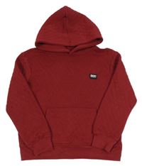 Červená prešívaná mikina s logom a kapucňou DKNY