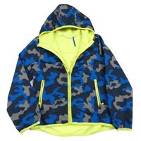 Tmavomodro-modro-sivá army softshellová bunda s kapucňou