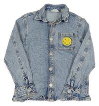 Modrá rifľová bunda so smajlíkmi H&M