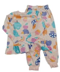 Světlerůžové plyšové pyžamo s obrázky Matalan 