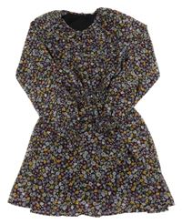 Černo-barevné kytičkované šifonové šaty 