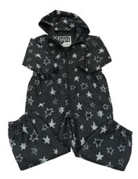 Černá šusťáková jarní kombinéza s hvězdičkami a kapucí Tu