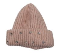 Ružová pletená čapica s kamienkami