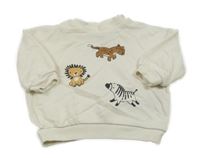 Smotanová oversize mikina so zvieratkami H&M