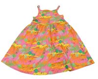 Neónově ružové bavlnené šaty s palmami Primar