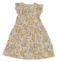 Biele kvietkovane bavlnené šaty Lupilu