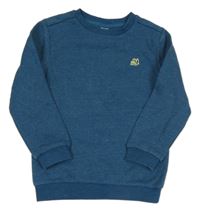 Petrolejová melírovaná mikina s bágrom Tu