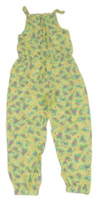 Žltý kvietkovany letný nohavicový overal Kiki&Koko