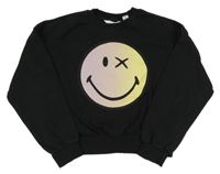 Čierna crop mikina so smajlíkmi H&M