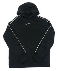 Čierna športová mikina s logom a pruhmi a kapucňou Nike