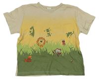 Pískovo-okrovo-zelené tričko so zvieratkami Cherokee
