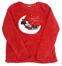 Červená chlpatá mikina s Minnie a mesiacom Disney