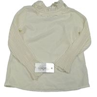 Smetanová mačkaná halenka s plisovanými rukávy a kanýrkem AJJ design