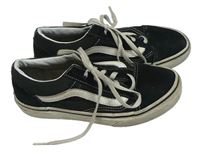 Černo-bílé semišovo/textilní tenisky Vans vel. 34