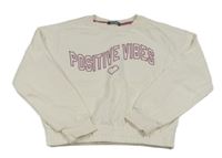 Smotanová oversize crop mikina s nápisom a srdiečkom PRIMARK