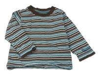 Modrošedo-bielo-tmavohnedé pruhované tričko zn. Mothercare