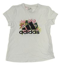 Bílé funkční tričko s lístečky Adidas