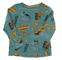 Modrozelené pyžamové tričko so stavebními stroji little kids