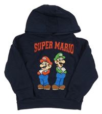 Tmavomodrá oversize mikina s Máriem a Luigim a kapucňou PRIMARK