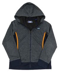 Tmavomodrá melírovaná prepínaci mikina s nášivkou a kapucňou JACK&JONES