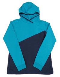 Modrozeleno-tmavomodrá mikina s kapucňou Lamino