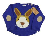 Nové - tmavomodrofialový vlnený sveter so zajačikom Next