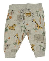 Svetlosivé melírované tepláky so zvieratkami a palmami PRIMARK