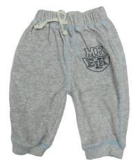 Sivé melírované zamatové tepláky s písmenky Ergee