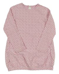 Svetloružová tepláková šatová tunika so srdiečkami Vertbaudet