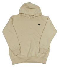 Svetlobéžová mikina s dinosaurom a vreckom a kapucňou dopodopo