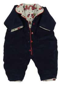 Tmavomodrá menšestrová zateplená kombinéza s golierikom