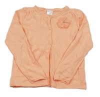 Broskvový propínací svetr s 3D květem s flitry C&A