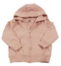 Pudrová prepínaci mikina so srdiečkom a volánikmi a kapucňou everyday