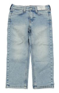 Nové - světlemodré šisované slim fit teplákové rifle H&M