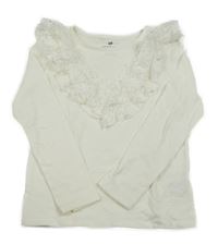 Bílé triko s krajkovými volánky H&M