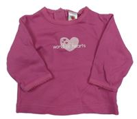 Tmavorůžové triko s srdíčky a nápisem C&A